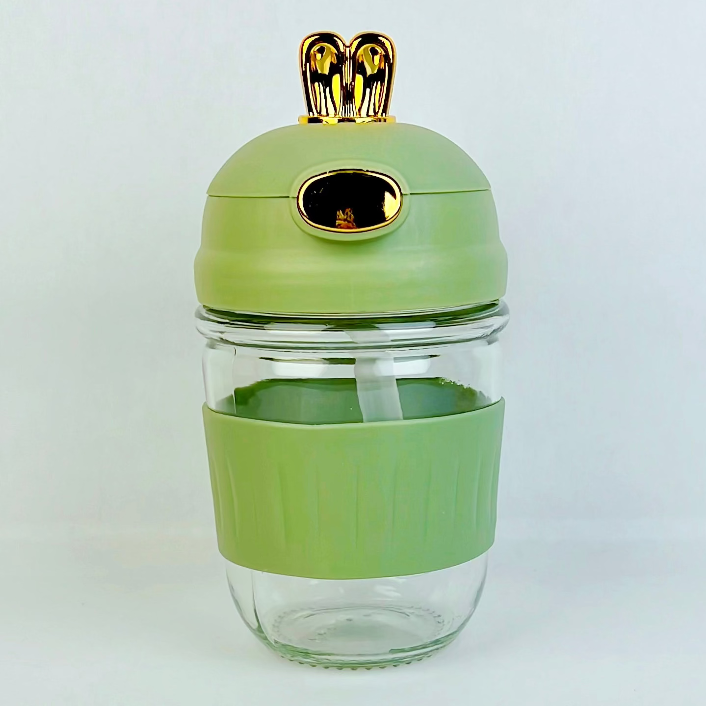 Bunny Top Glass Sipper β Sage Green