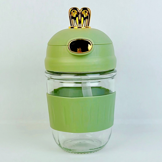 Bunny Top Glass Sipper – Sage Green