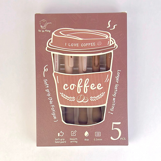Coffee Mood Pen Set – Aesthetic 5pcs Set
