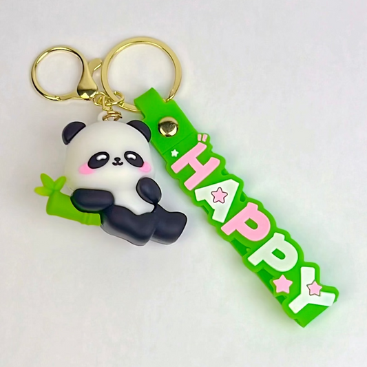 Happy Bamboo Panda Keychain β Relaxed Edition
