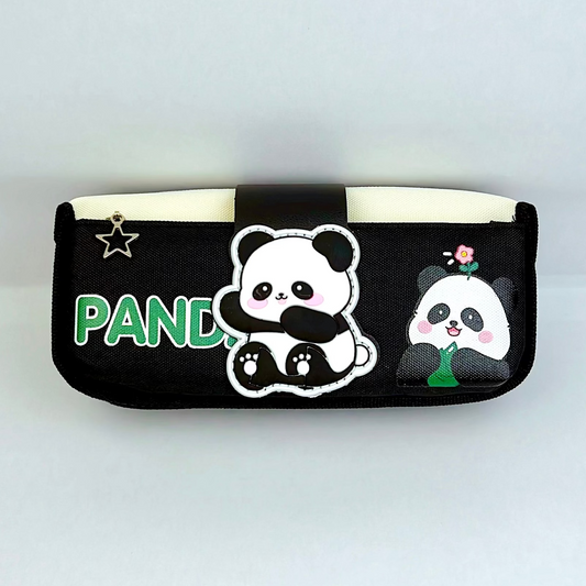 Kawaii Panda Stationery Pouch β Black & White Zipper Case
