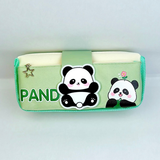 Kawaii Panda Stationery Pouch β Green & White Zipper Case