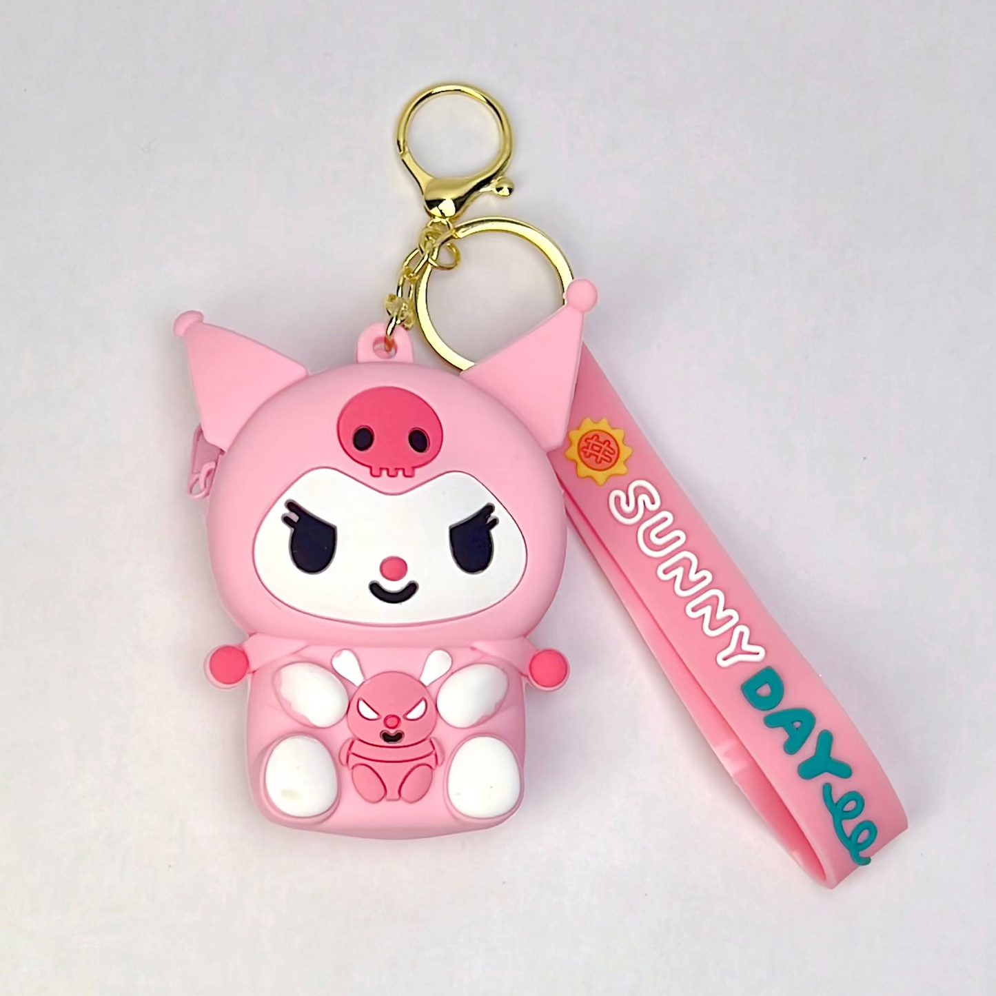 Kuromi Silicon Keychain — Pink Bunny Edition