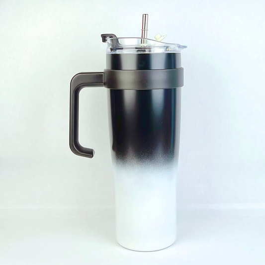 Midnight Fade Tumbler β Black & White Gradient