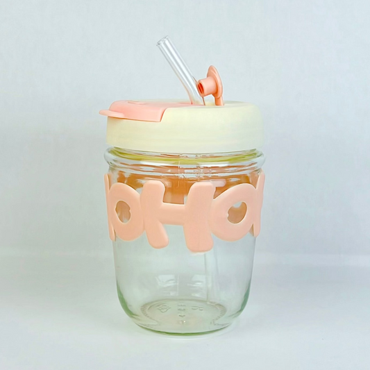 Peachy OH Glass Sipper β Pastel Peach