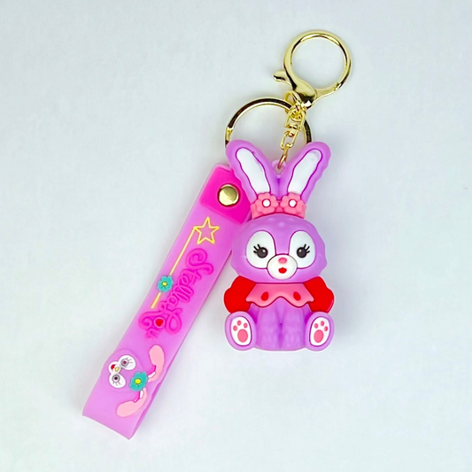 StellaLou Bunny Keychain β Pink & Purple Dress