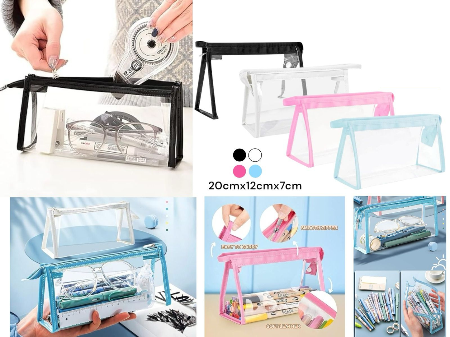 Transparent A-Frame Stationery Pouch β Clear Pencil Case