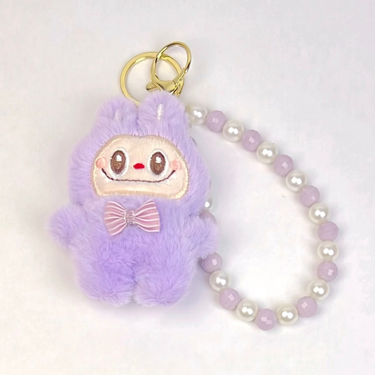 Labubu Plush Keychain — Lavender Edition with Pearl Strap