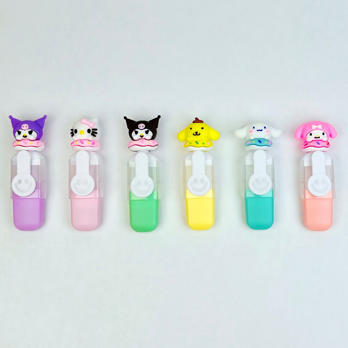 Kawaii 6pcs Character Highlighter Set – Cute Pastel Edition