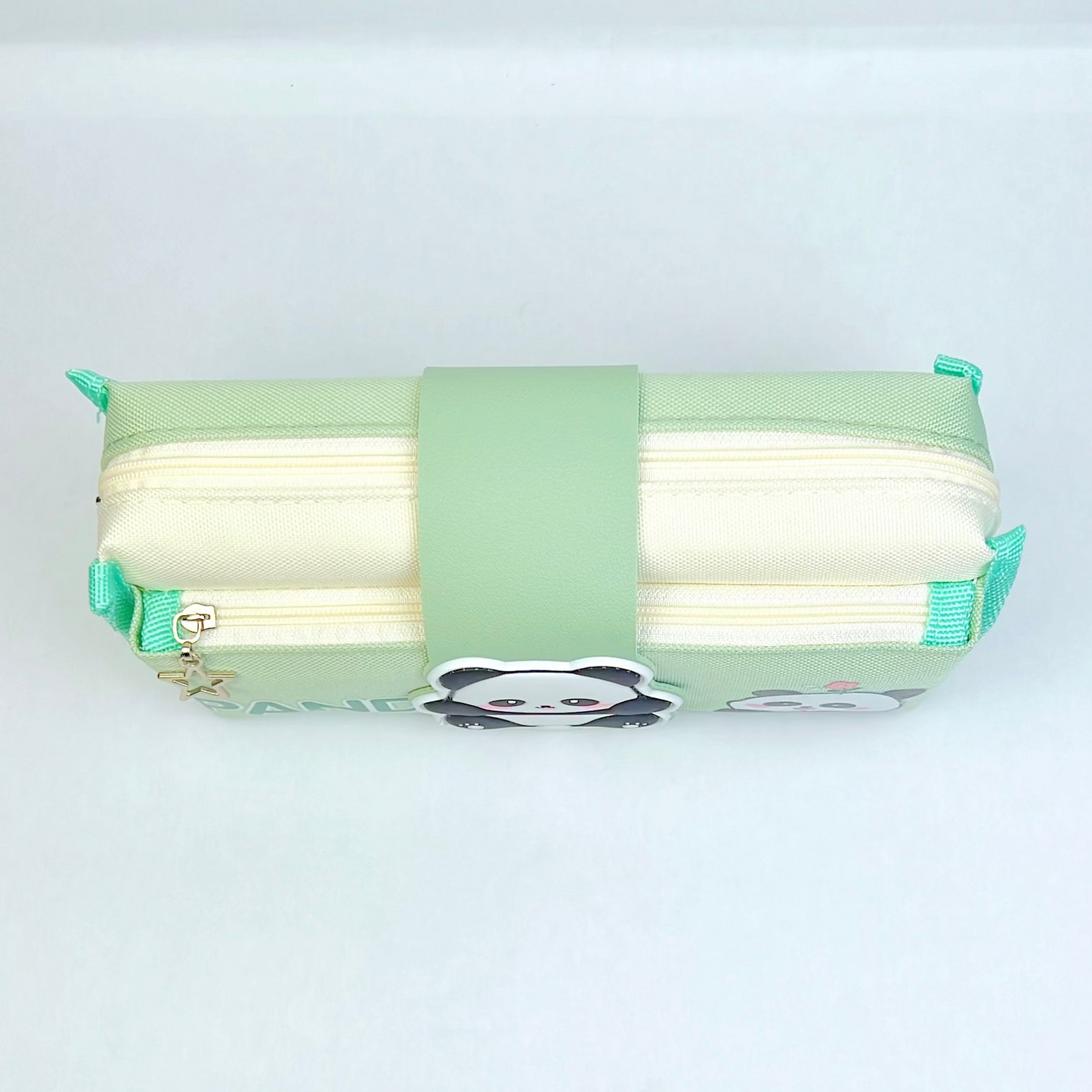 Kawaii Panda Stationery Pouch – Green & White Zipper Case