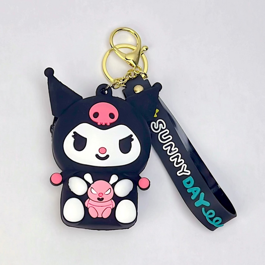 Kuromi Silicon Keychain — Black Bunny Edition