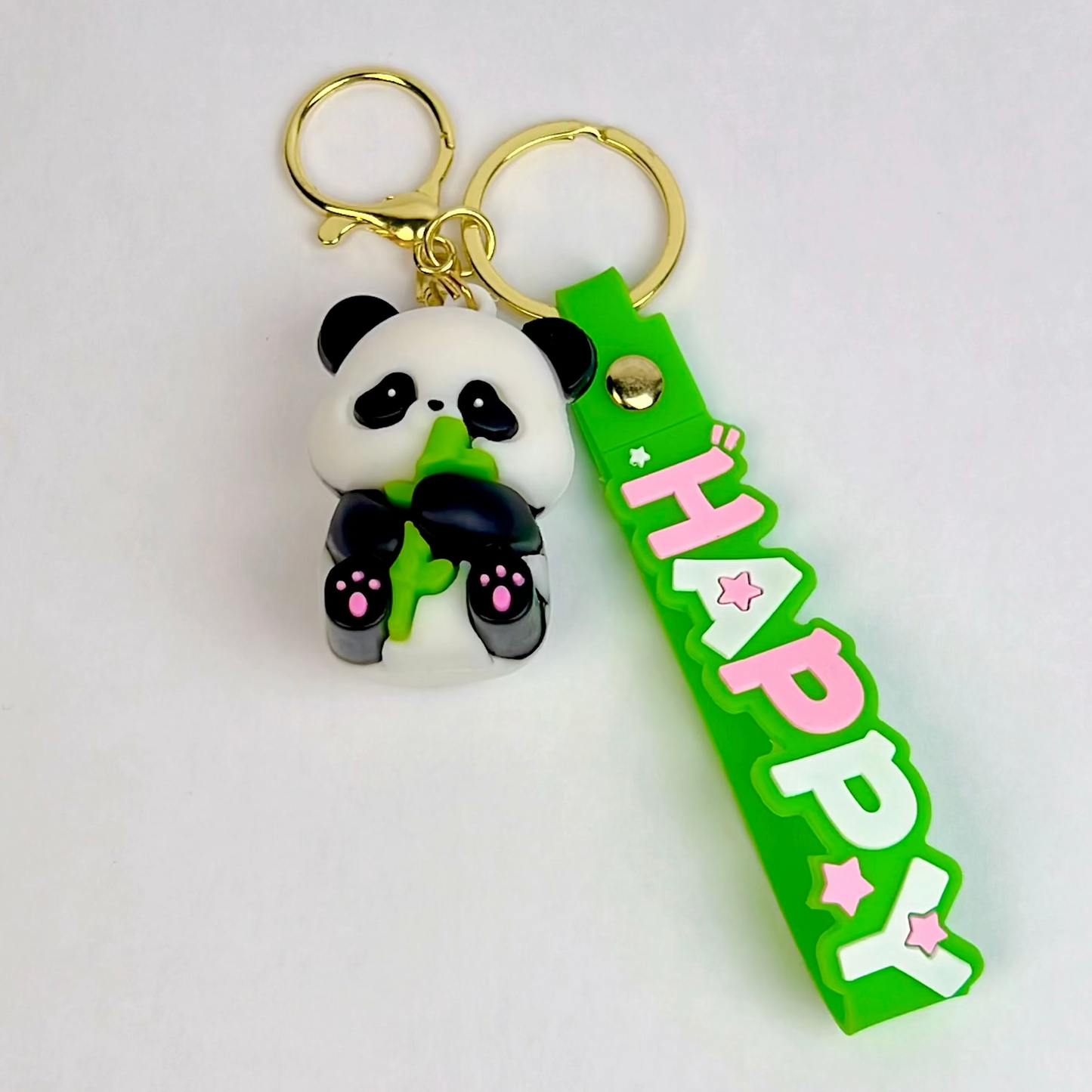 Panda Eating Bamboo Keychain